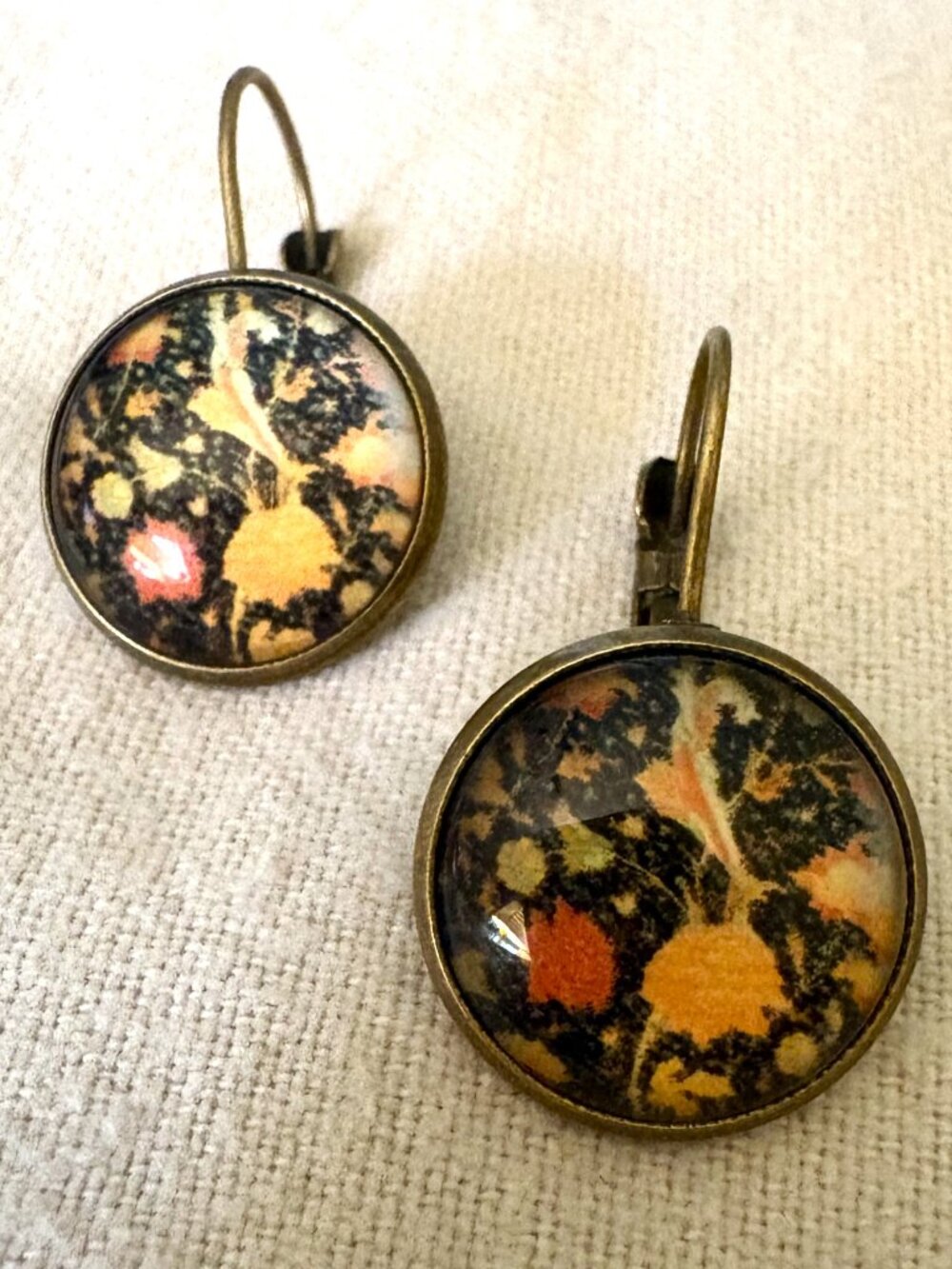 Floral-Celestial Abstract Drop Earrings-Handmade NWOT - Picture 10 of 12